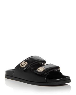 Crystal Slide Sandals & Quilted Crossbody Bag Set