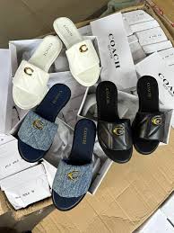 Quilted Denim Slide Sandals