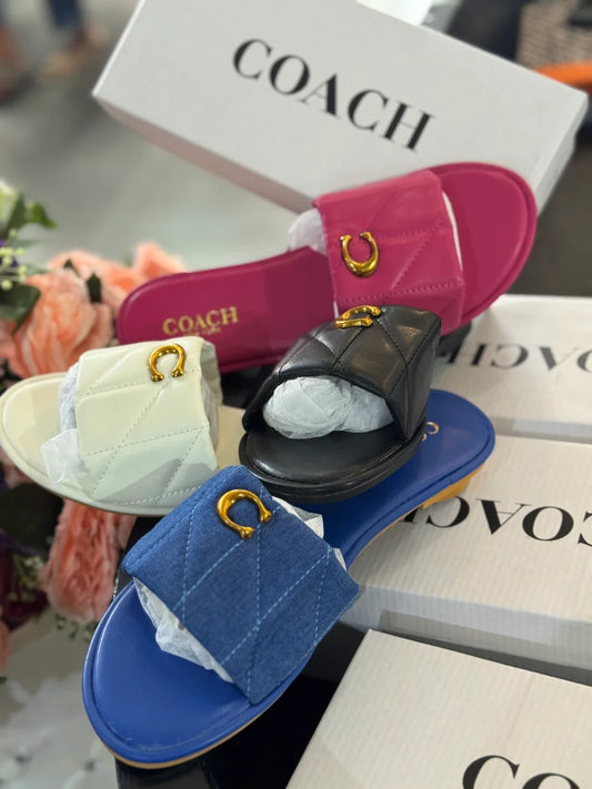Quilted Denim Slide Sandals