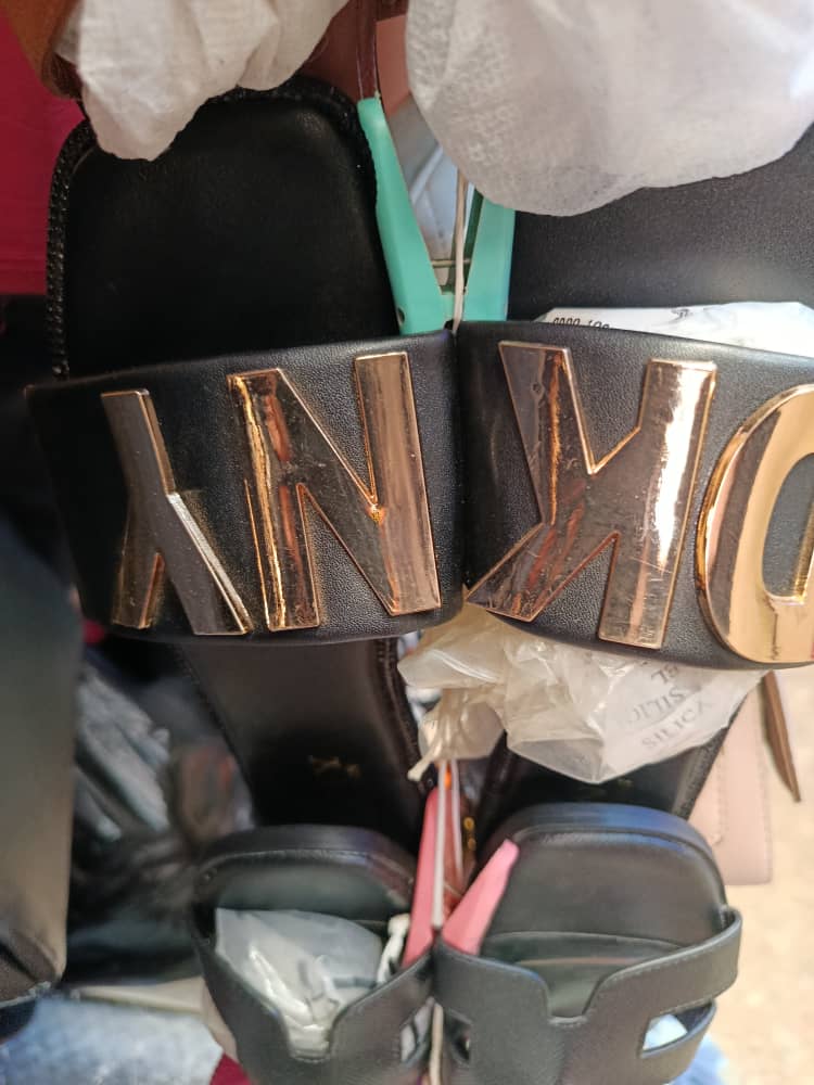 Gold Letter Logo Flat Slide Sandals