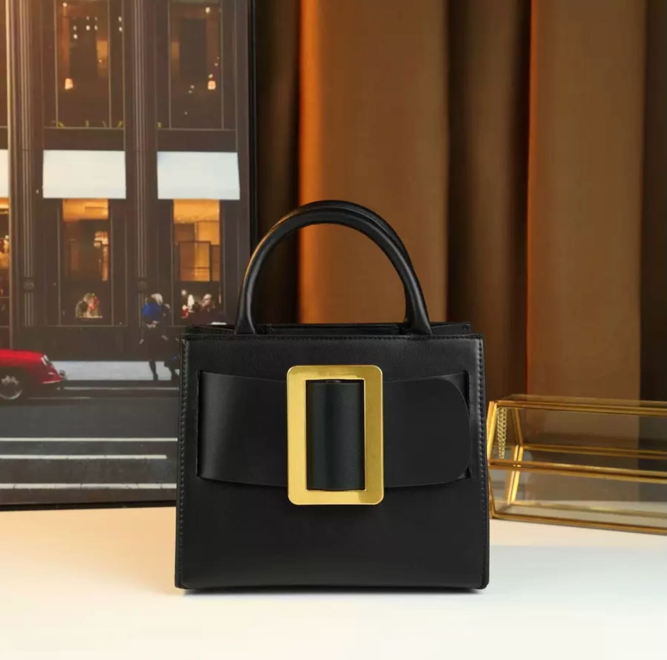 Structured Buckle Handbag