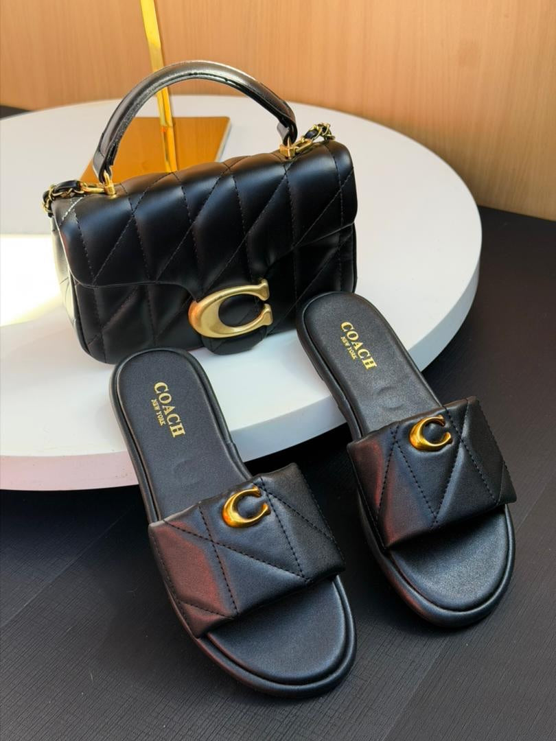 Quilted Leather Slide Sandals