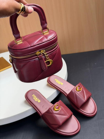 Quilted Leather Slide Sandals