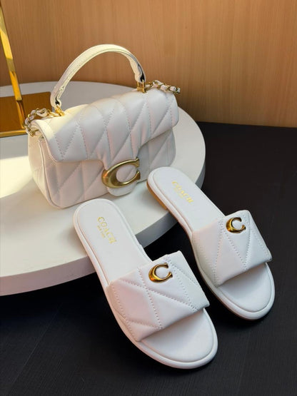 Quilted Leather Slide Sandals