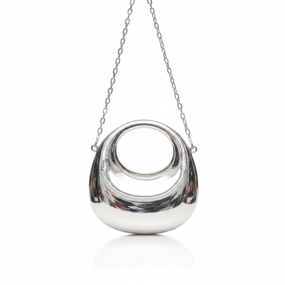 Metallic Mirror Crescent Mini Bag – Silver