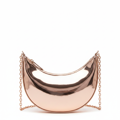 Metallic Mirror Crescent Mini Bag – Rose Gold