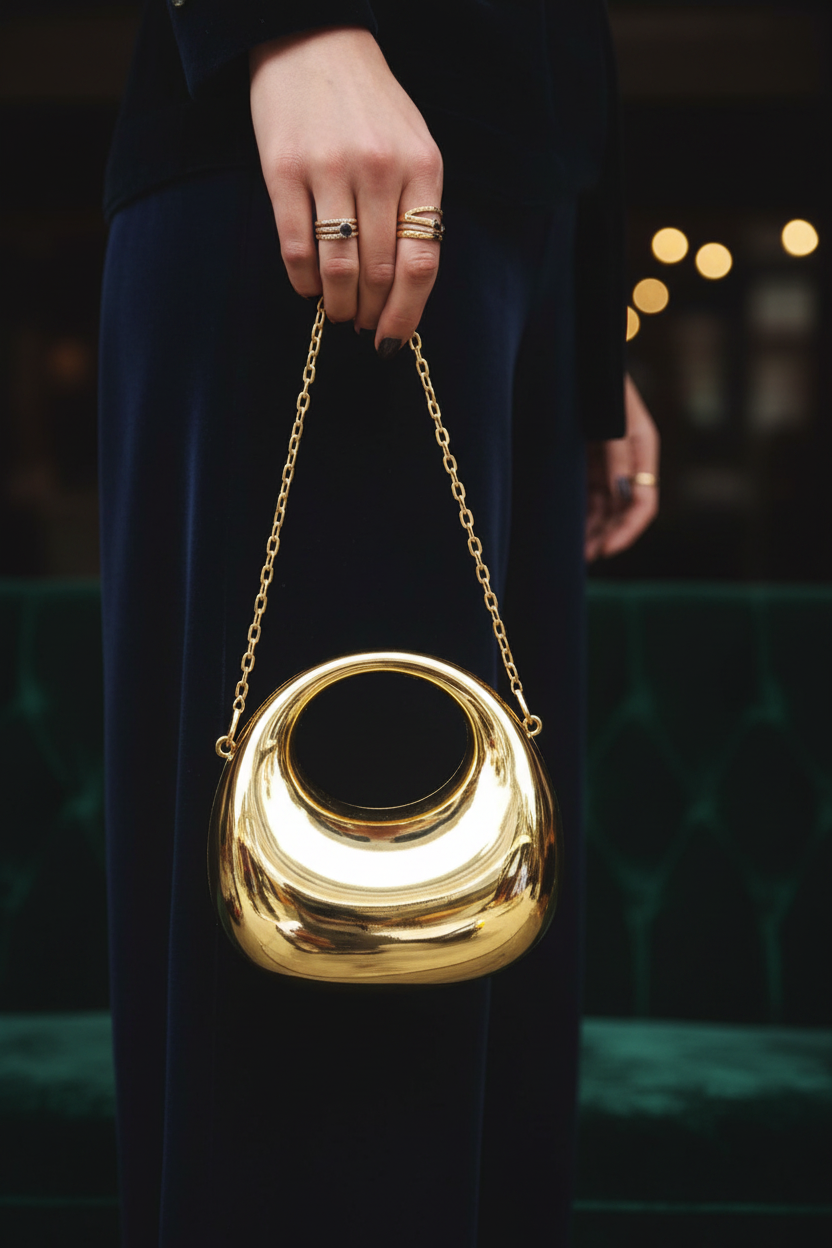 Metallic Mirror Crescent Mini Bag – editorial