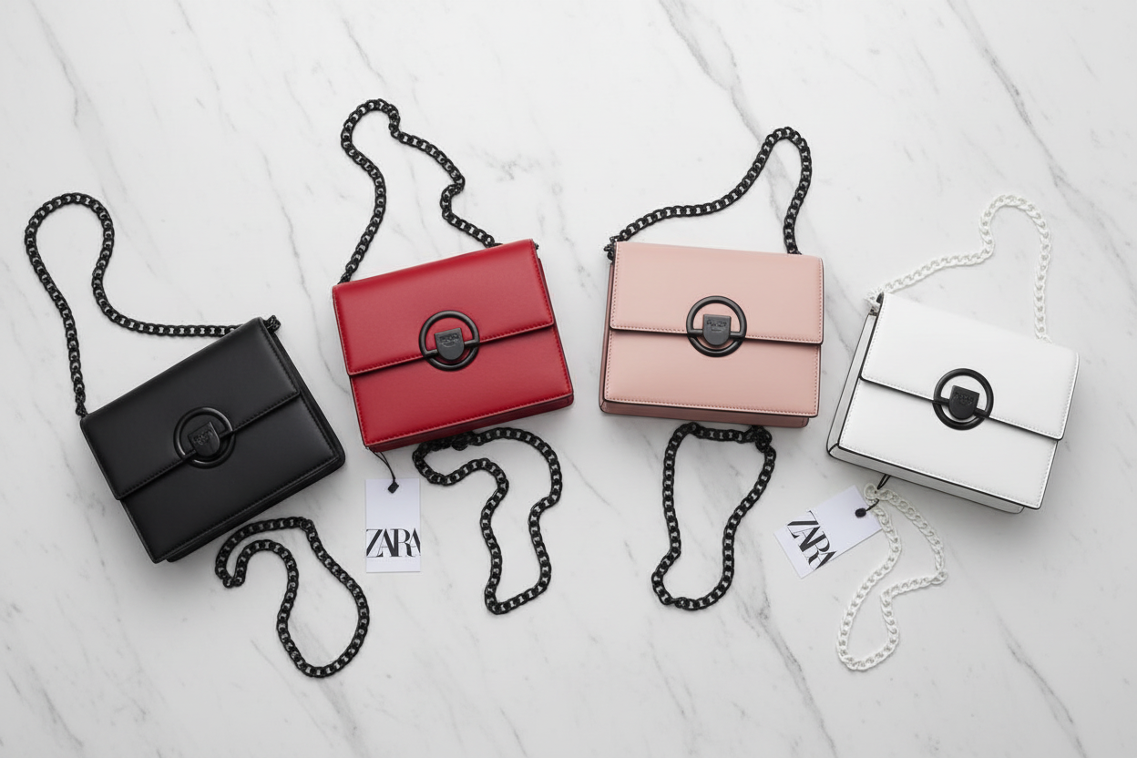 Mini Chain Crossbody Bag – all colours flat lay