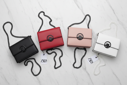 Mini Chain Crossbody Bag – all colours flat lay