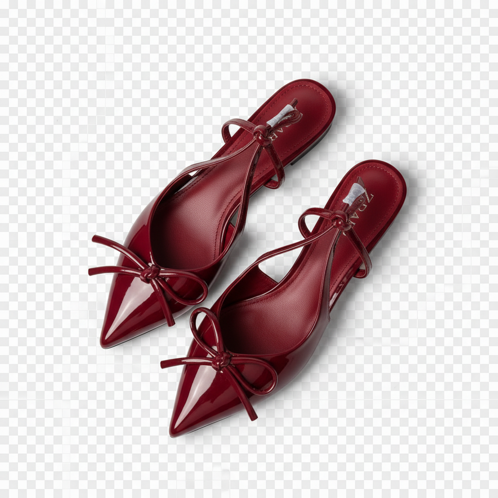 Amara Bow Flat Sandal - Burgundy