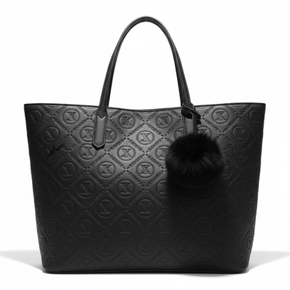 Monogram Embossed Tote Bag – Black