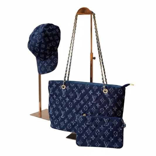 Adaeze Quilted Combo Set - Navy Blue