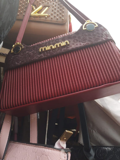 Ribbed Leather Flap Shoulder Bag