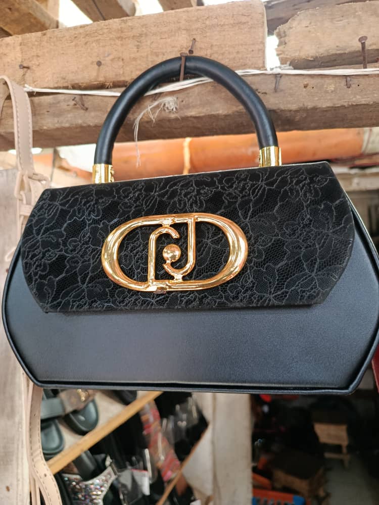 Lace Panel Top-Handle Handbag