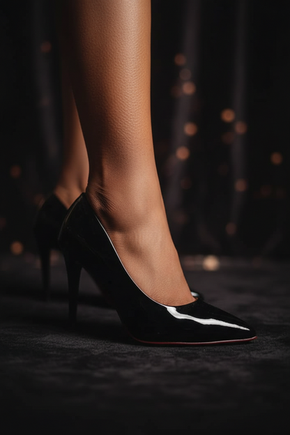 Patent Leather Stiletto Heels – Black