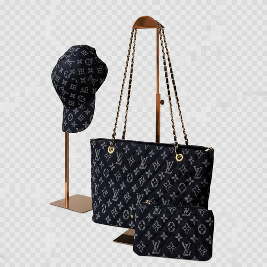 Quilted Tote Bag Set with Bucket Hat & Mini Pouch